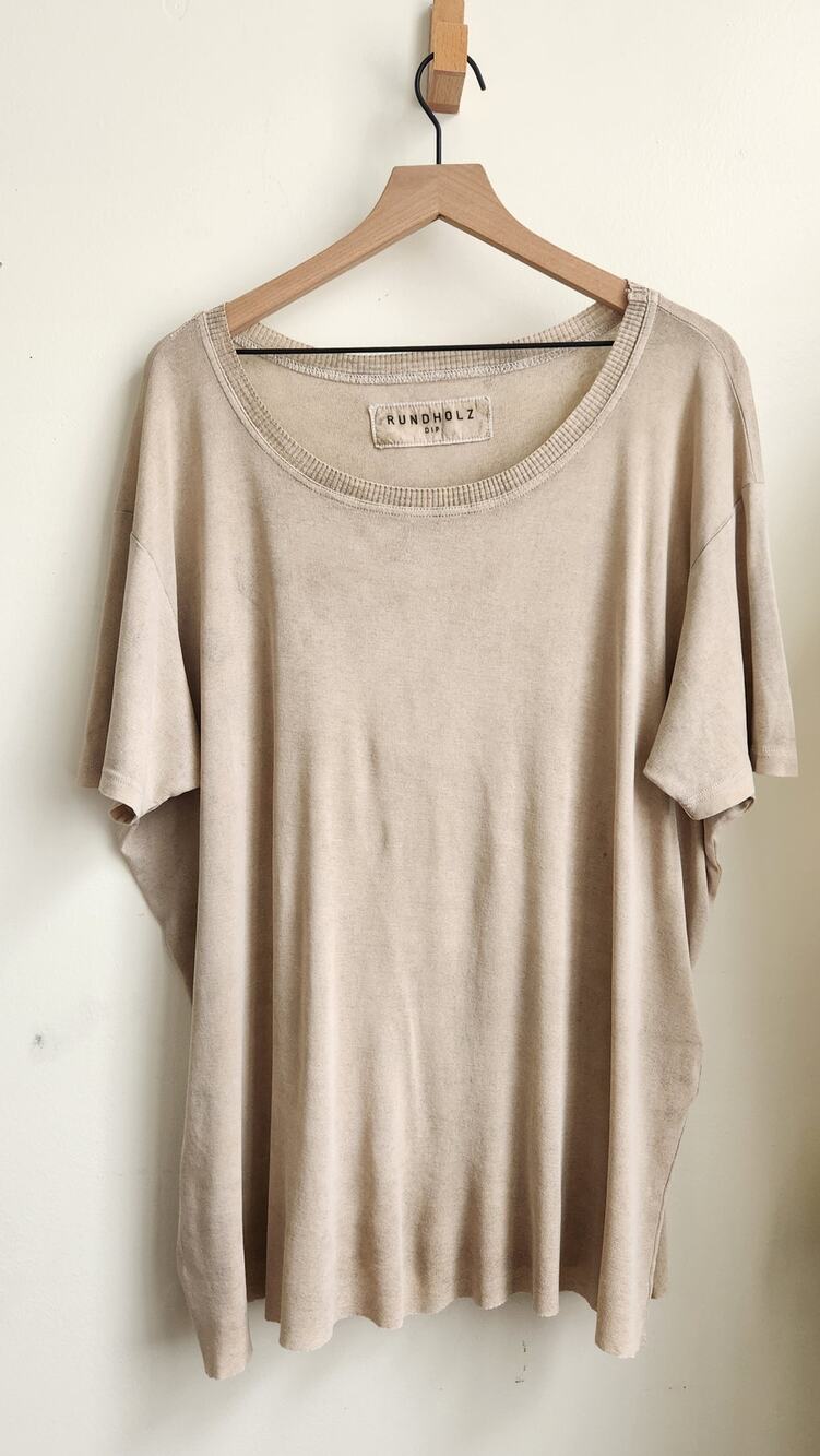 Rundholz Dip Loose Fit Boxy T-Shirt Womens XL Oversized Top Lagenlook Raw Hem